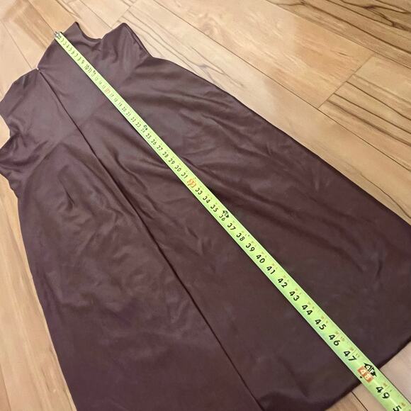 Express Faux Leather Twist Front Midi Dress XL Brown Sleeveless Bodycon - Picture 13 of 13